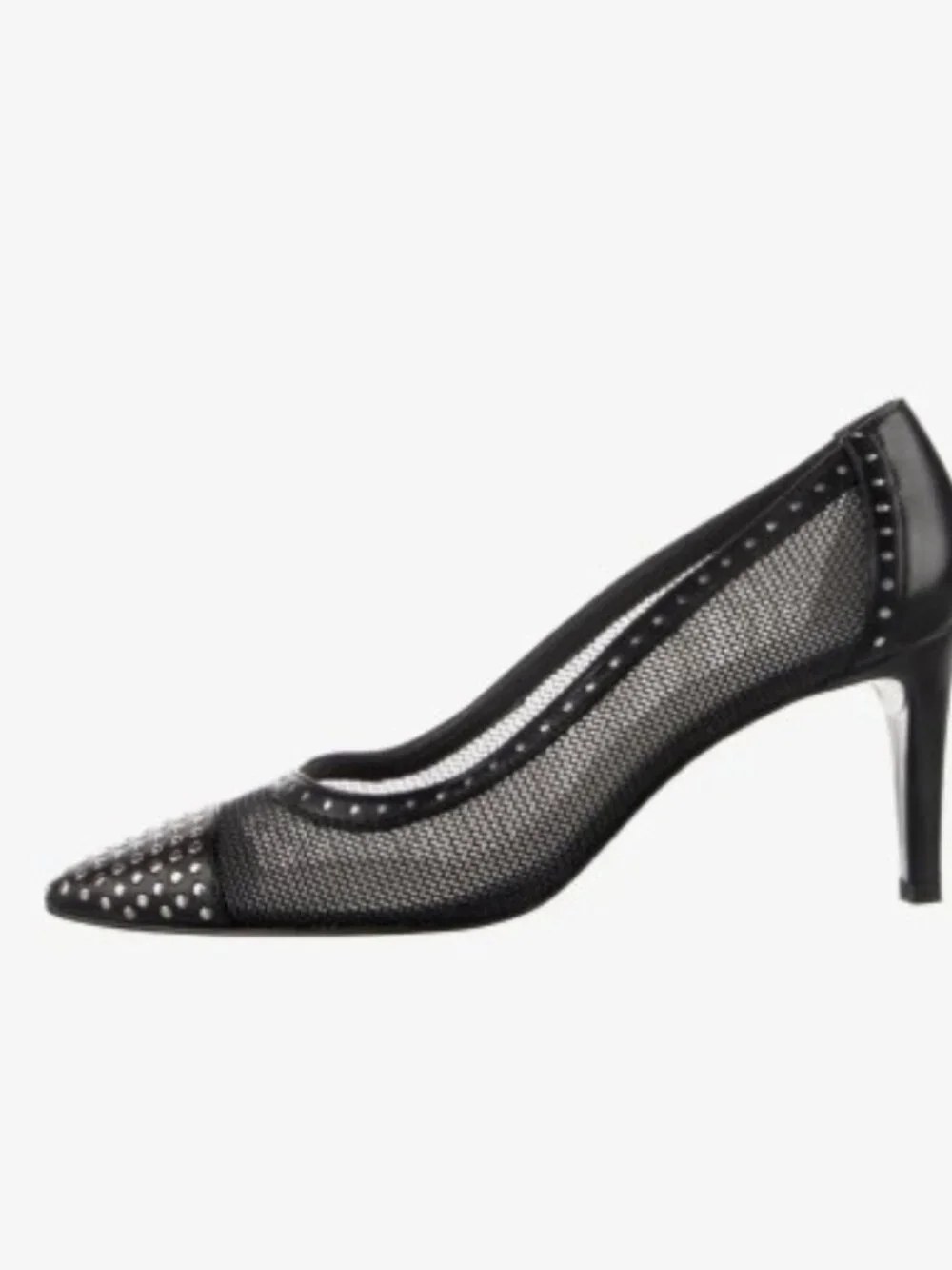Stuart Weitzman Tipper Black Mesh Studded Pointed Toe Pumps Size‎ 8M Rockstar